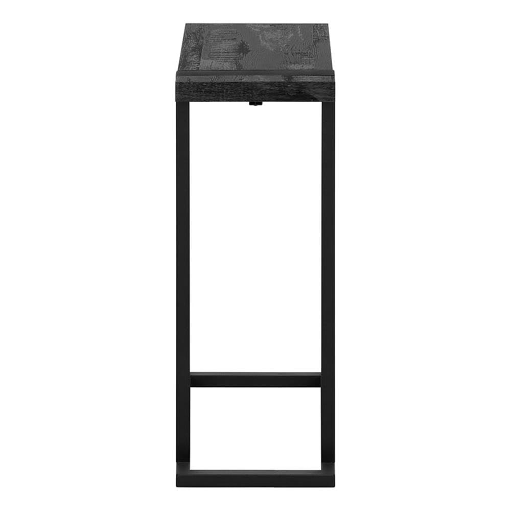 C-Shaped Accent Table - Black Metal & Laminate End Table