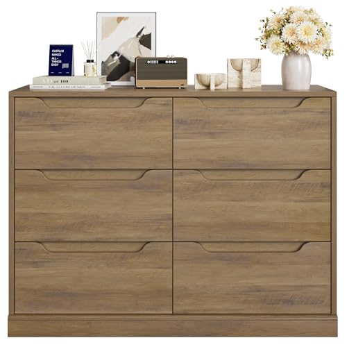 Modern 6 Drawer Dresser with Cut-Out Handles