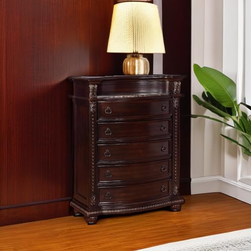 5 Drawer Wooden Chest with Marble Top