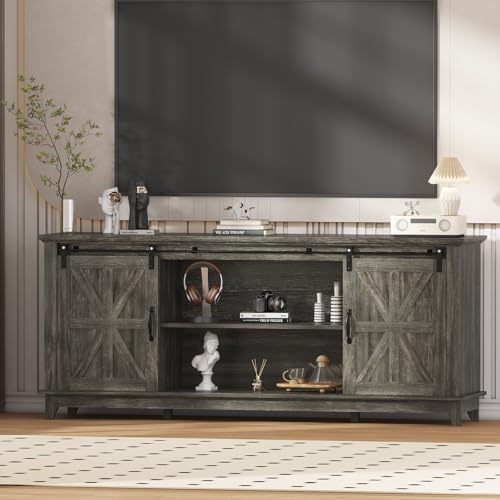 Farmhouse TV Stand for 75 Inch Television with Storage