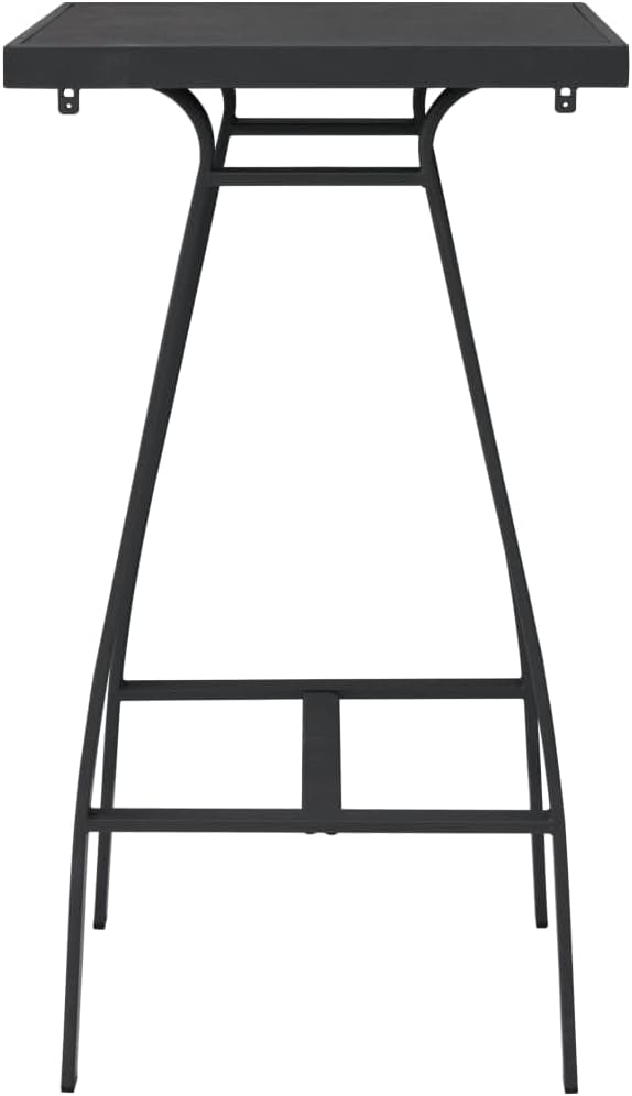 Patio Bar Table Black Tempered Glass