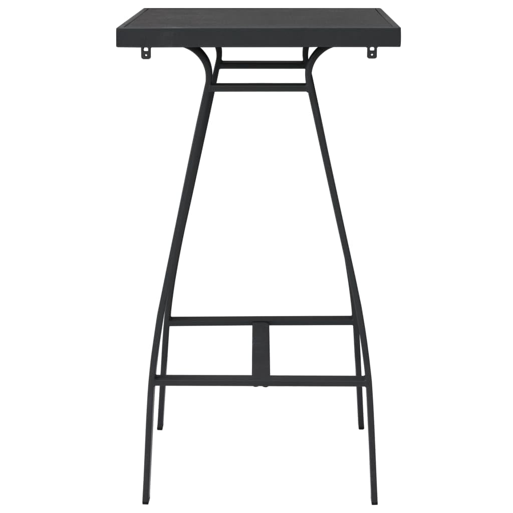 Patio Bar Table Black Tempered Glass