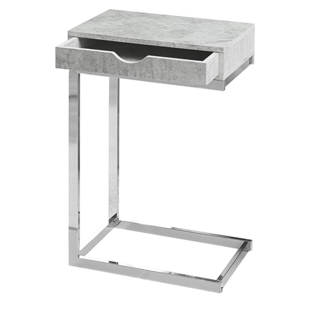 Grey Cement C-Table with Drawer