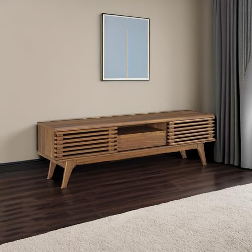 Mid-Century TV Stand with Sliding Doors