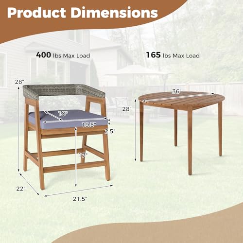 5 Piece Patio Dining Set with Cushioned Chairs