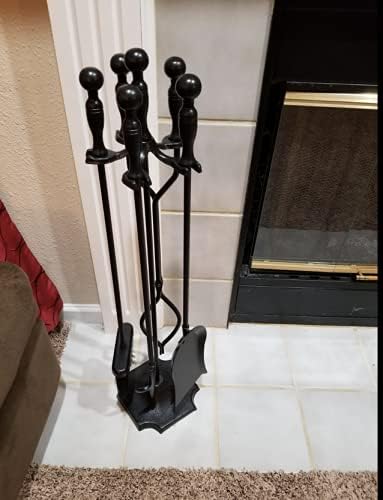 5-Piece Fireplace Tool Set with Stand - 31 Inch