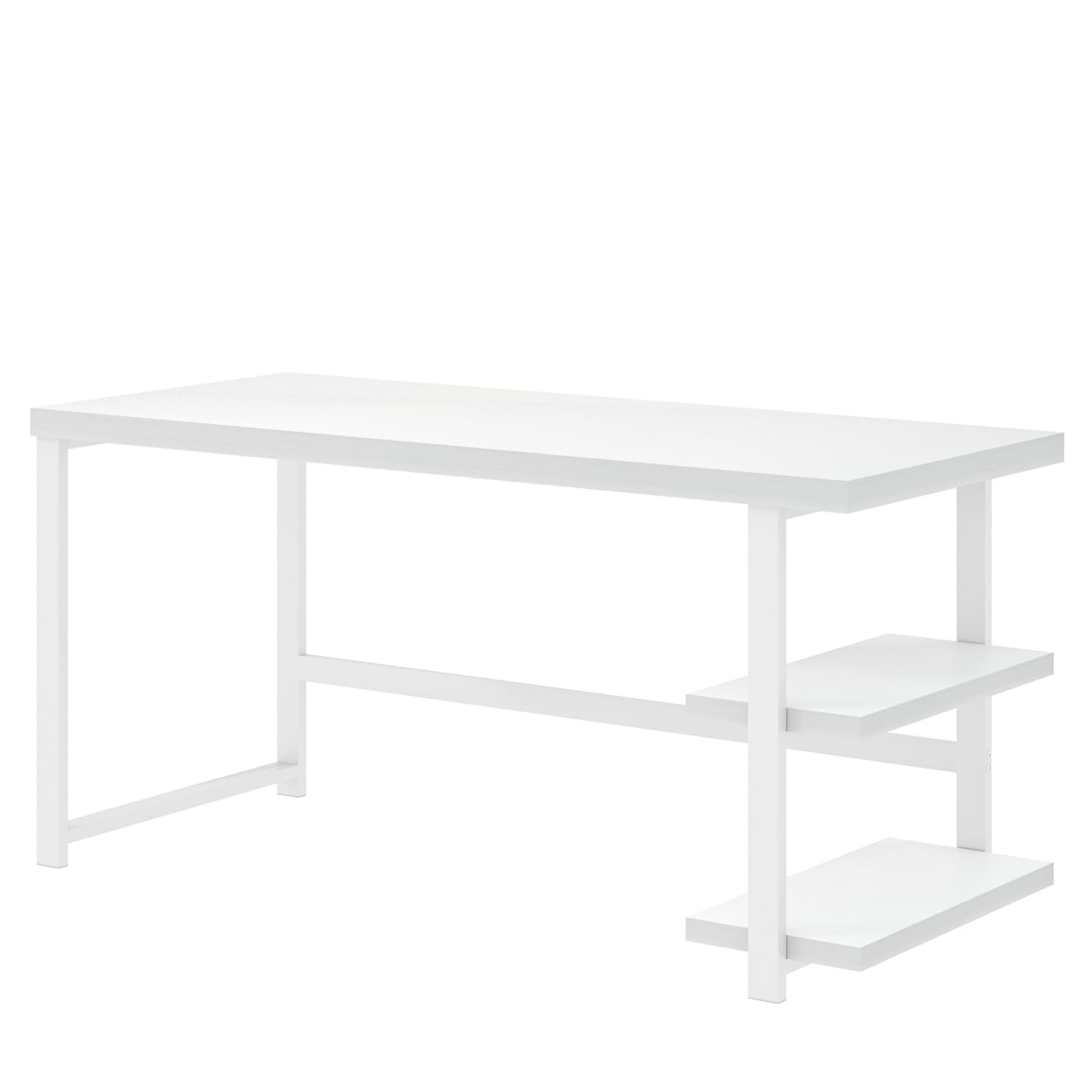 White Computer Desk with Storage Shelf 53 Inch