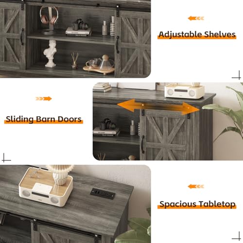 Farmhouse TV Stand for 75 Inch Television with Storage