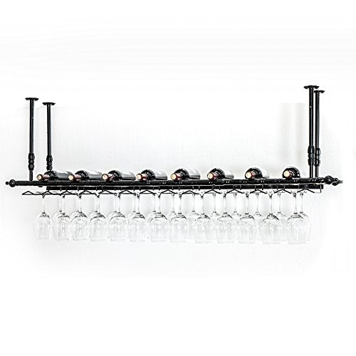 Wall Mounted Wine Rack with Glass Holder