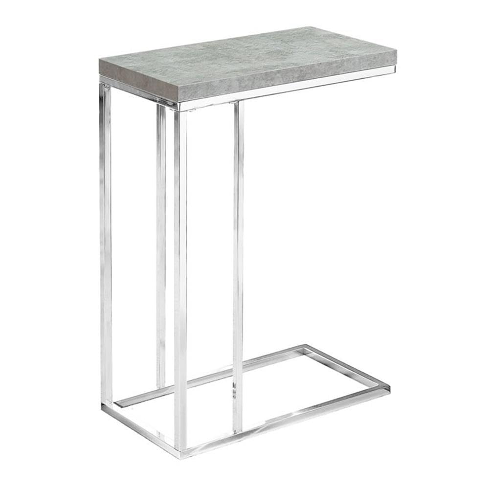Chrome Accent Table with Grey Cement-Look Top