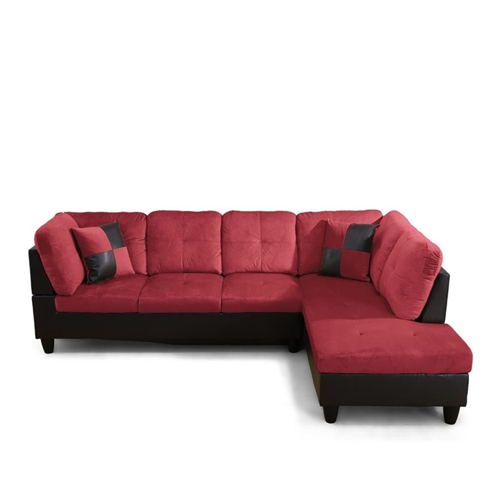 Andes Microfiber Sectional Sofa - Raspberry Red