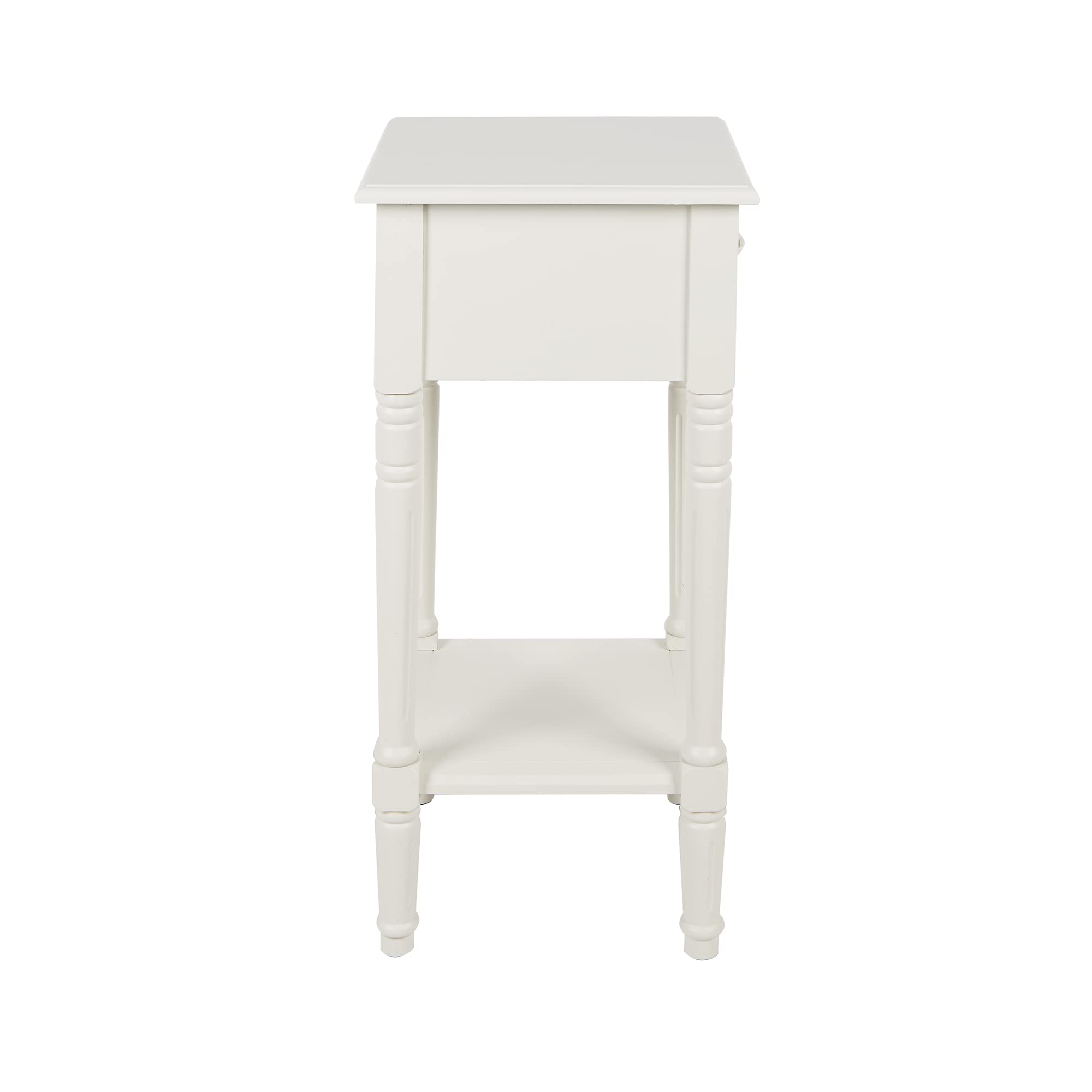 White Traditional Accent Table with Drawer