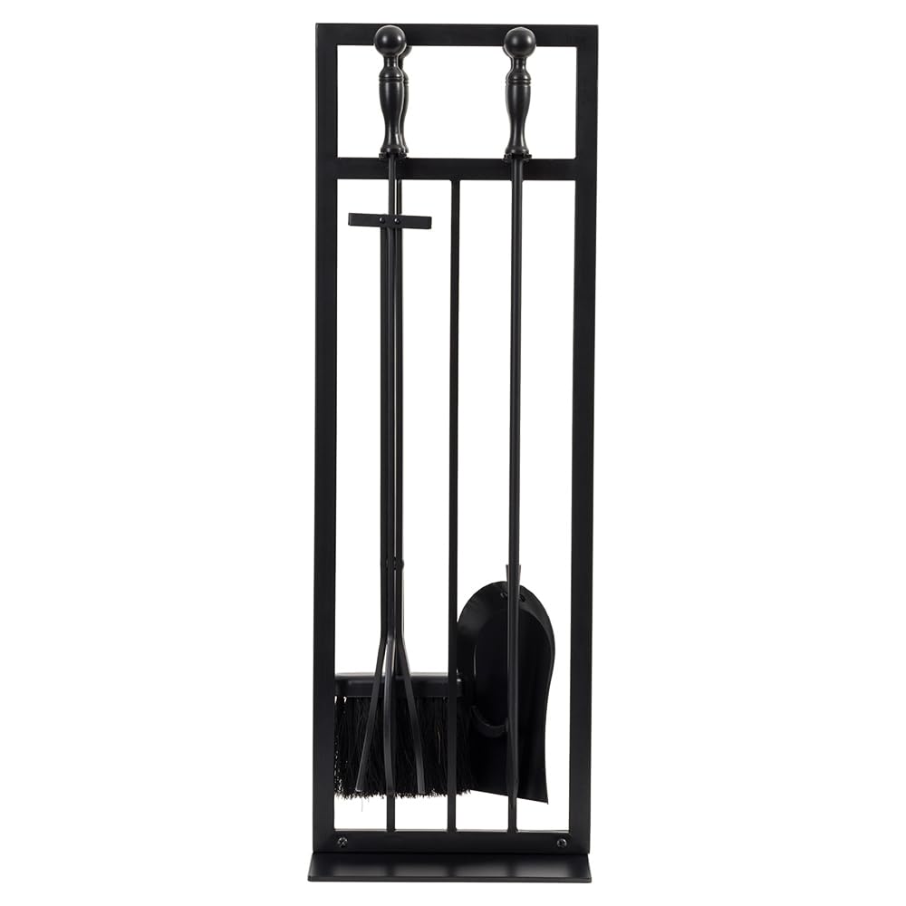 4-Piece Fireplace Tool Set with Stand