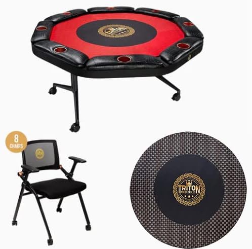 Foldable Poker Table with 8 Chairs and Mat