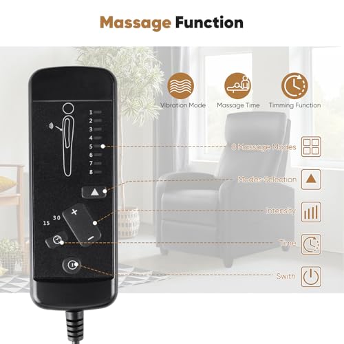 Massage Recliner Chair with Adjustable Backrest and Footrest