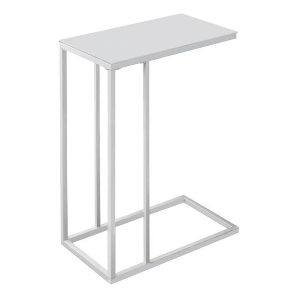 Frosted Glass Accent Table White Metal