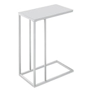 Frosted Glass Accent Table White Metal