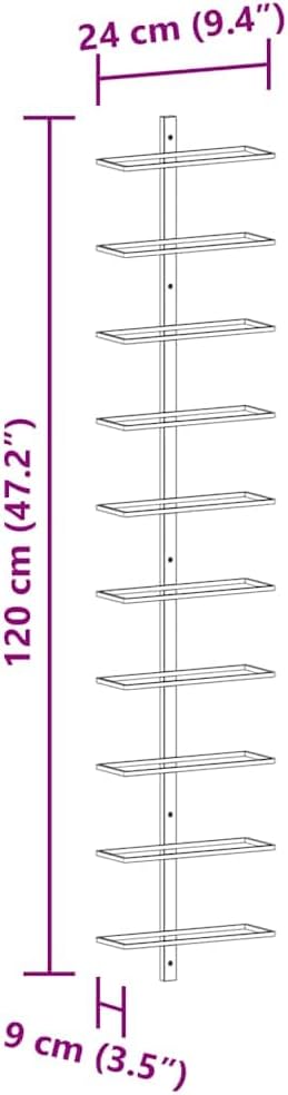 Wall-Mounted Wine Rack for 10 Bottles White Metal