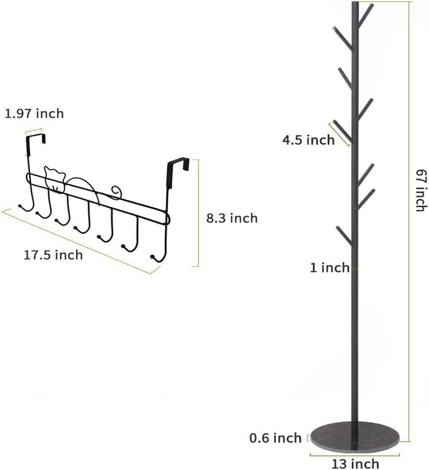 Metal Coat Rack Freestanding with Marble Base
