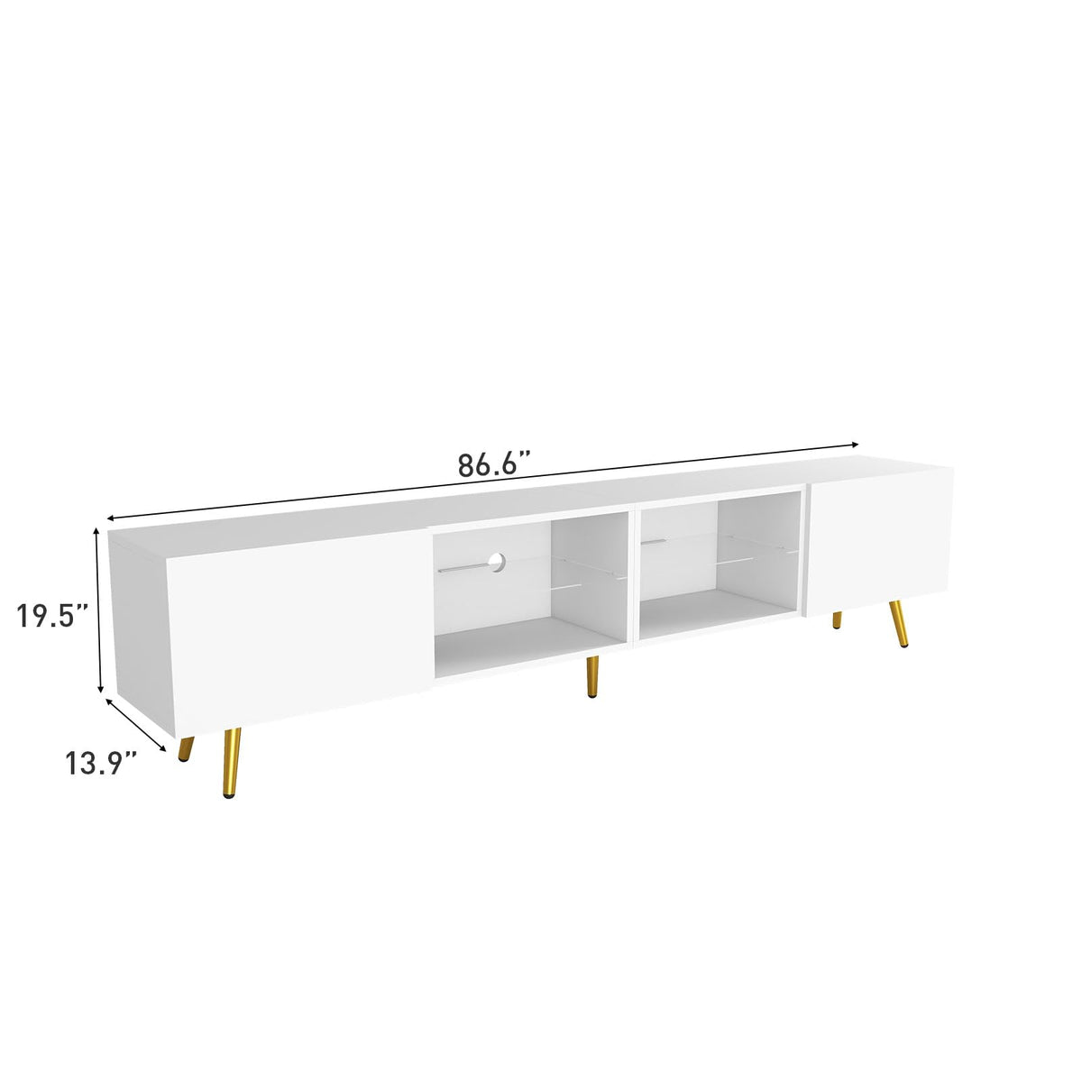 86" LED TV Stand Modern Entertainment Center with Storage Cabinets