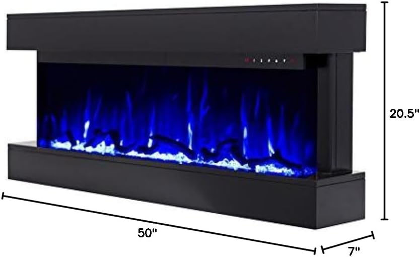 50" Smart Electric Fireplace with Black Floating Mantle