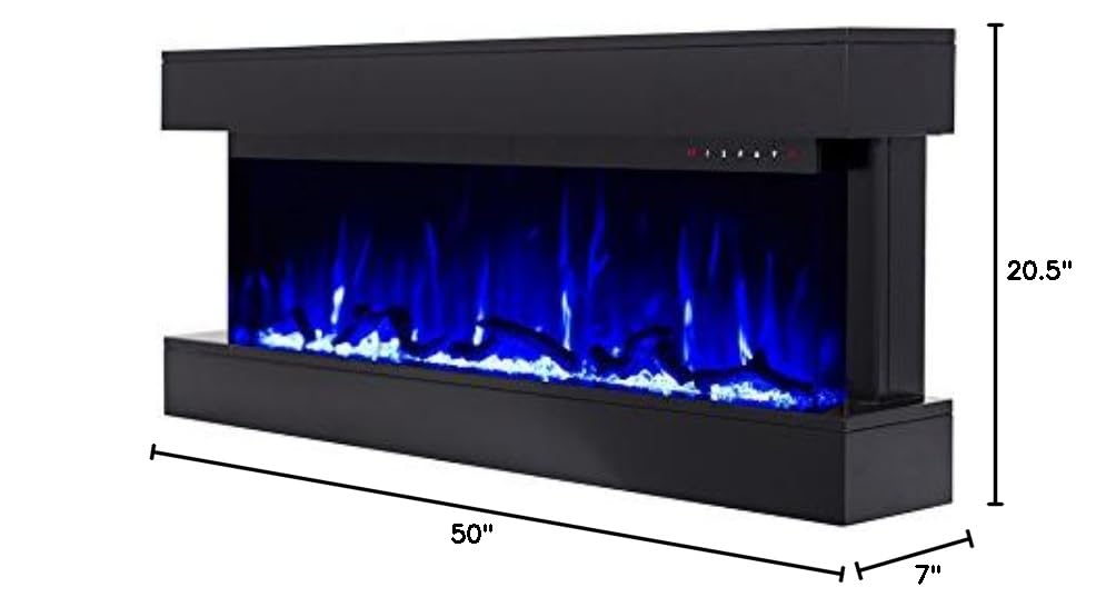 50" Smart Electric Fireplace with Black Floating Mantle