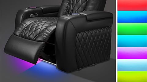 Nappa Leather Power Recliner with Cool Gel Memory Foam and RGB LED Lights