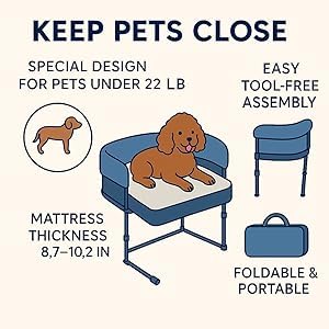 Bedside Pet Bed with Elevated Sides