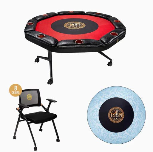 Foldable Poker Table with 8 Chairs and Mat
