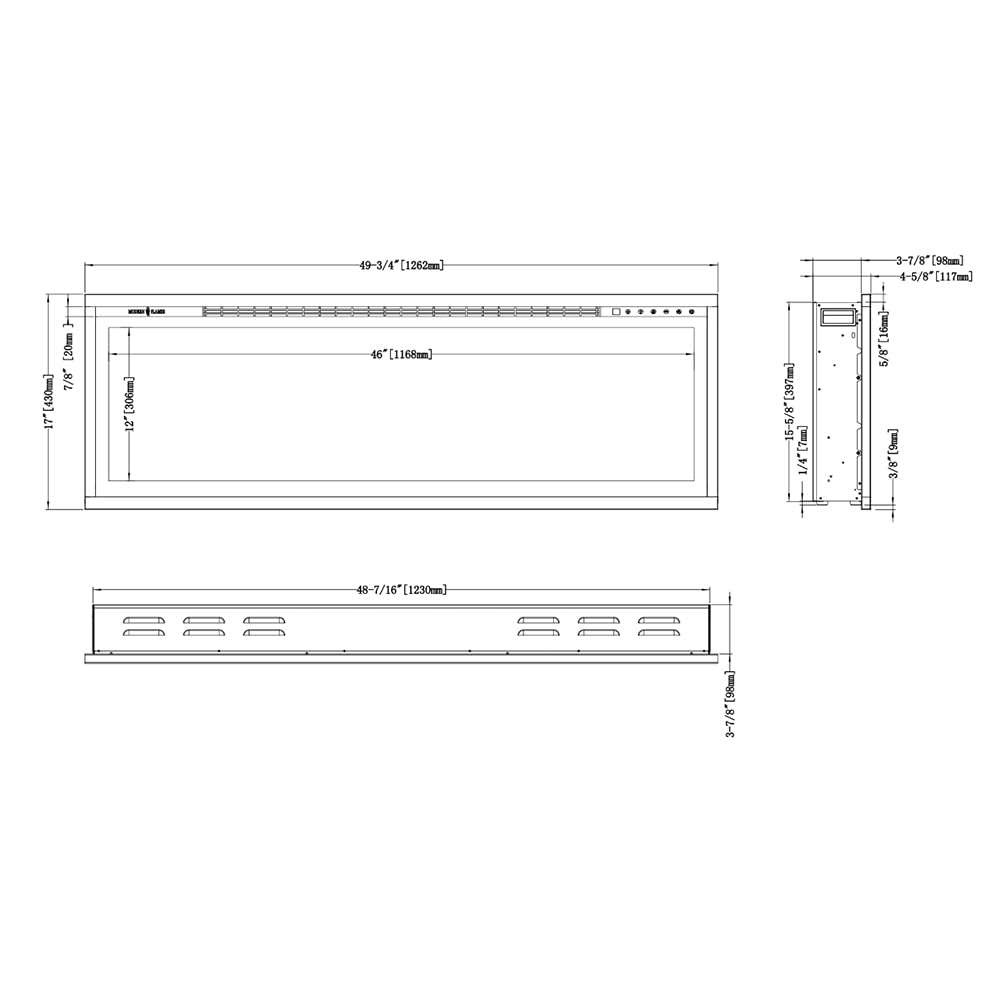 50-Inch Slimline Wall Mount Electric Fireplace