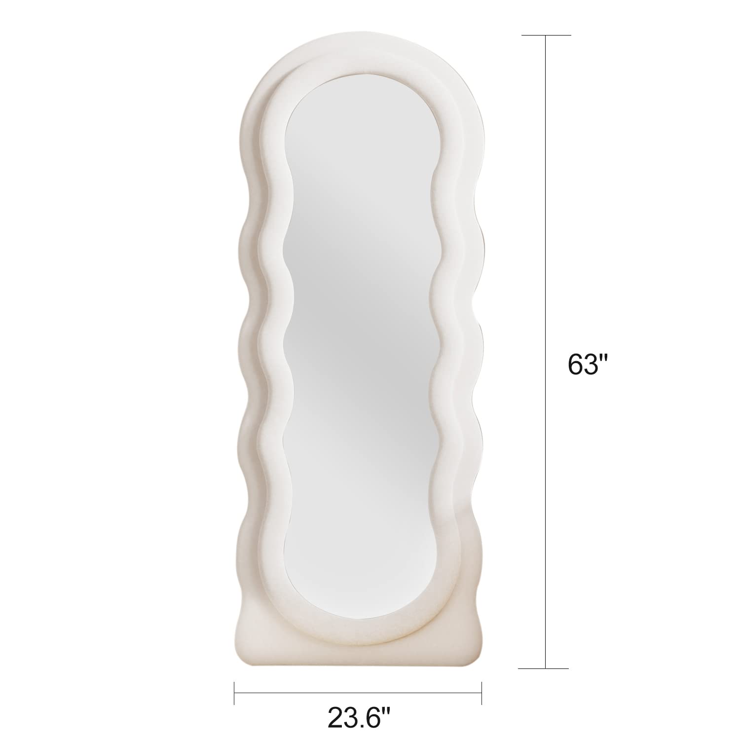 Wavy Full Length Floor Mirror 63" x 24" White