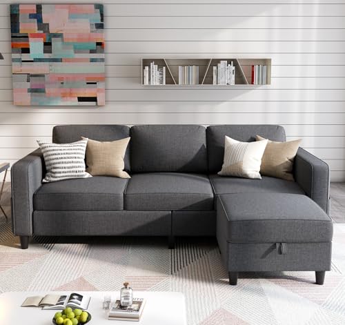 78" L-Shaped Sectional Sofa with Storage Ottoman