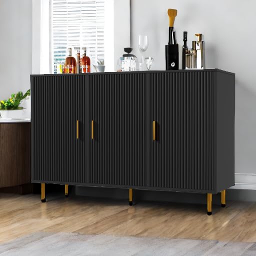 Black Sideboard Buffet Cabinet with 3 Doors