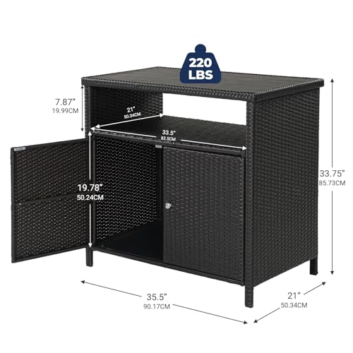 Wicker Storage Cabinet with Two Doors and Shelves