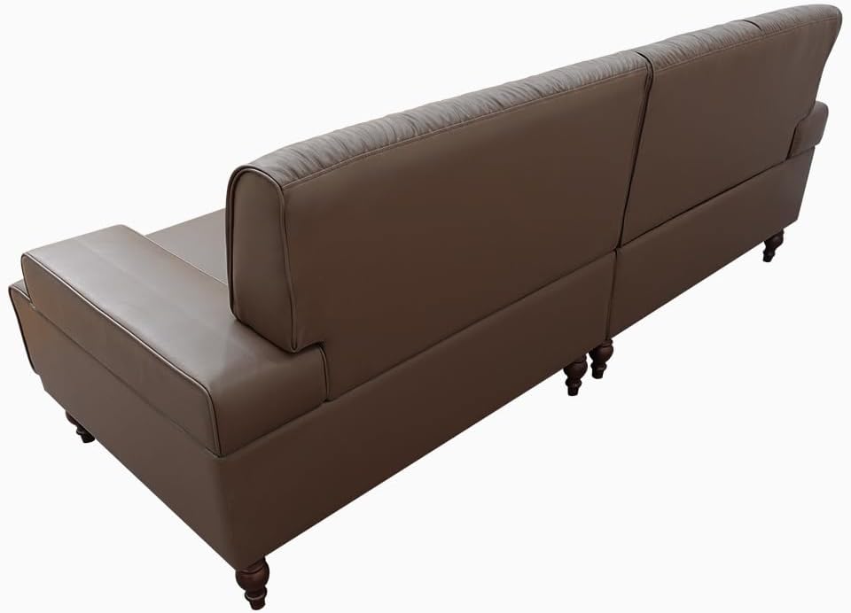 NessCarsti 86.41" Mid-Century Modern Leather 3-Seater Couch, Comfortable Sofa with Solid Wood Legs and Frame, for Living Room, Bedroom, Apartment, and Office,Brown