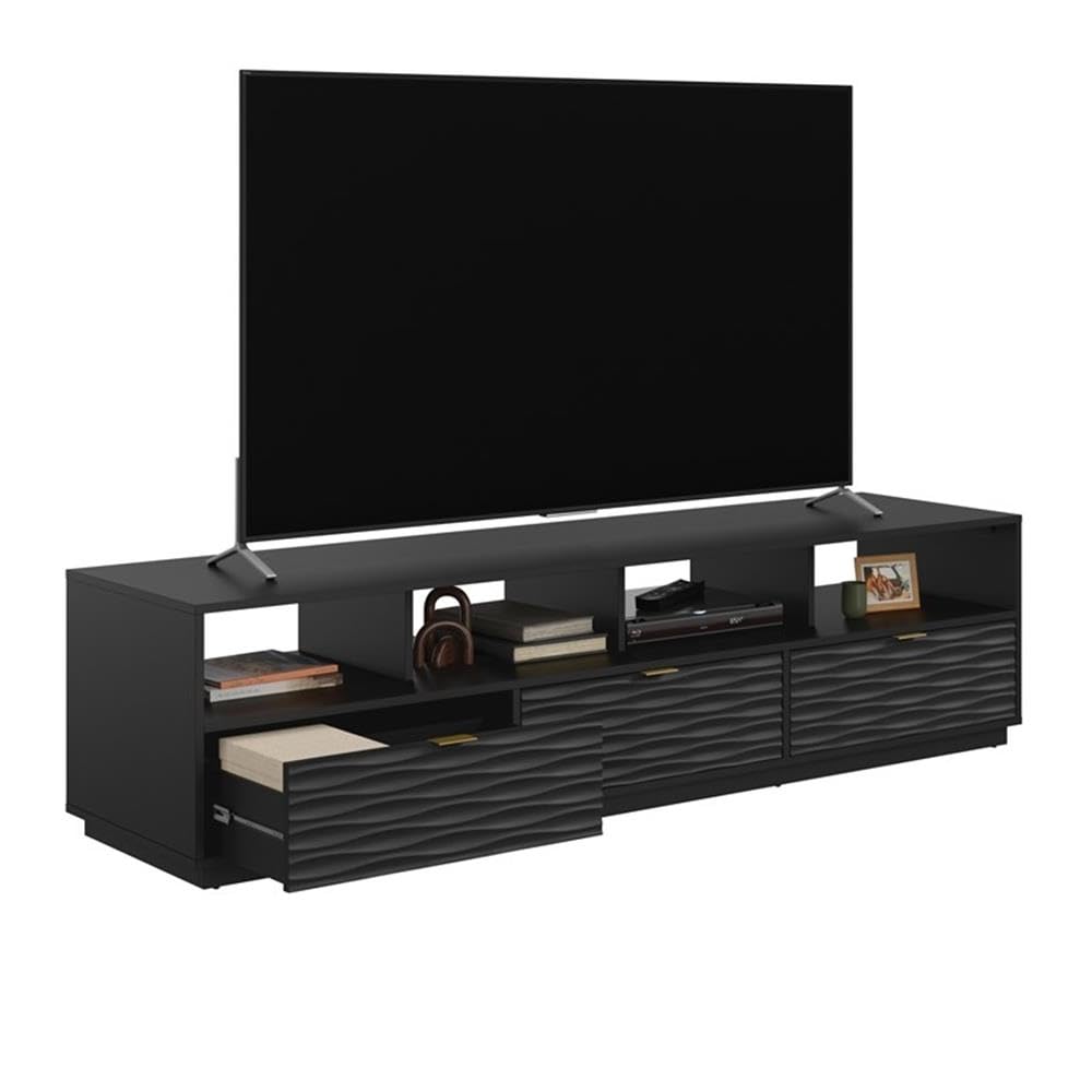Modern Black TV Stand Credenza 80 Inch