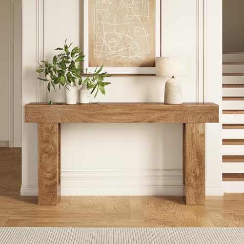 63" Long Console Table Wooden Entryway Sofa Table Industrial Oak