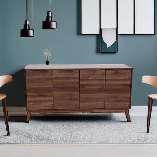 60" Mid-Century Modern TV Stand with Soft Close Doors