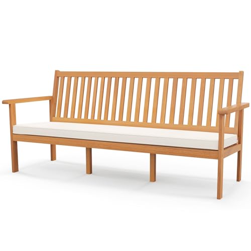 3-Person Acacia Wood Outdoor Bench with Cushion