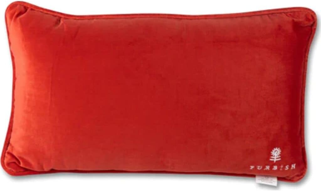 Needlepoint Decorative Throw Pillow - Orange Velvet