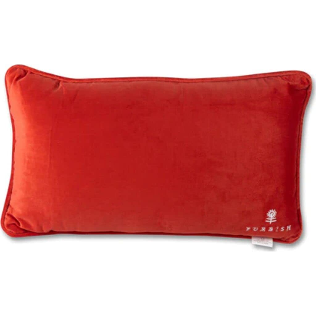 Needlepoint Decorative Throw Pillow - Orange Velvet