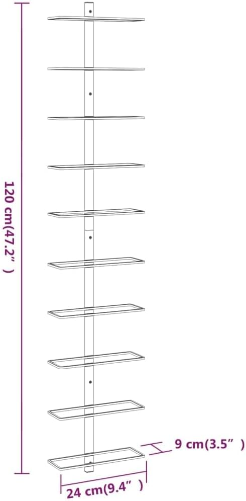 Wall-Mounted Wine Rack for 10 Bottles White Metal
