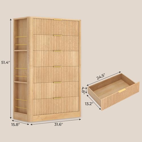 Fluted Dresser with 6 Drawers