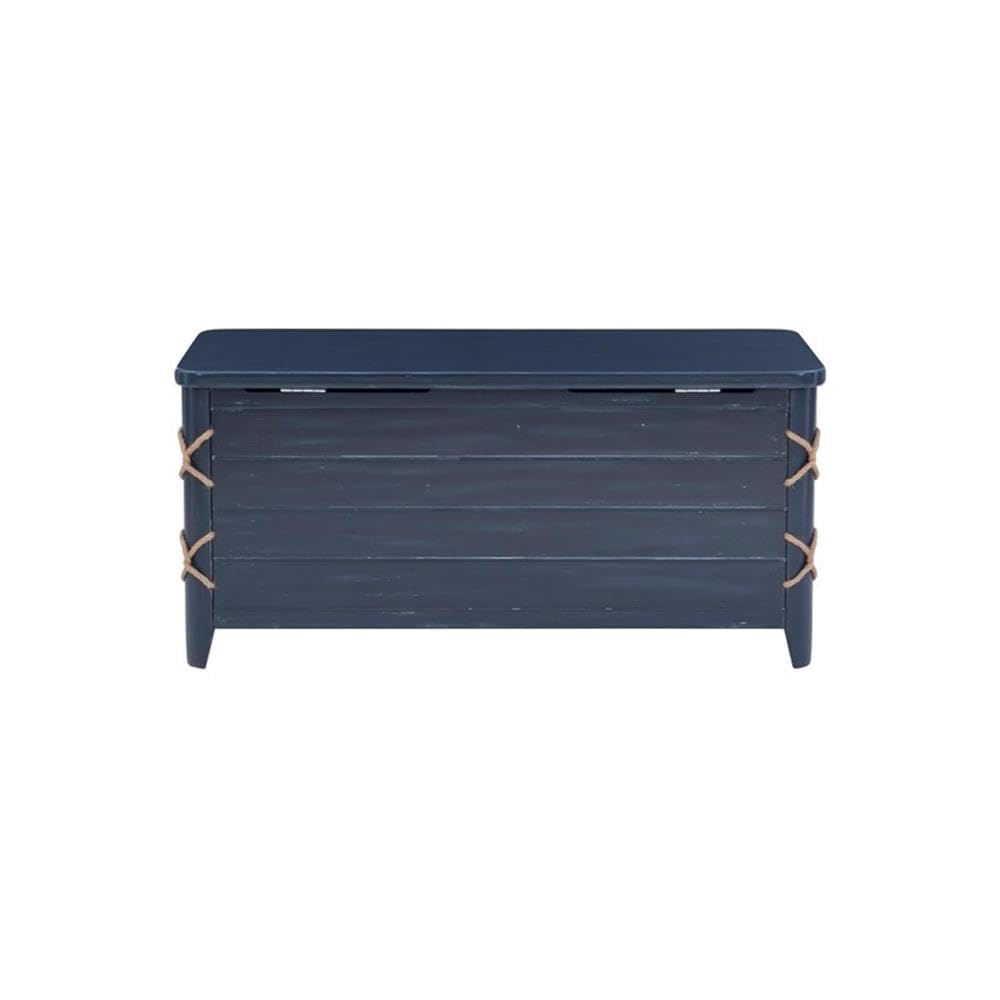 Modern Wood Rope Cedar Lined Storage Chest in Blue
