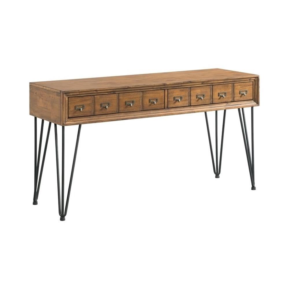 Modern 2-Drawer Console Table Light Walnut Finish