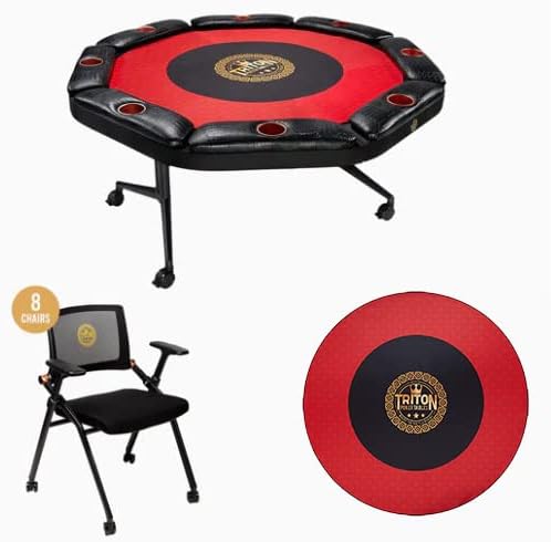 Foldable Poker Table with 8 Chairs and Mat