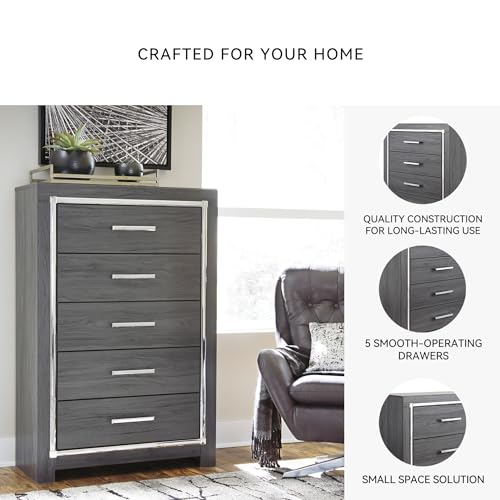 5-Drawer Chest Gray with Chrome Pulls