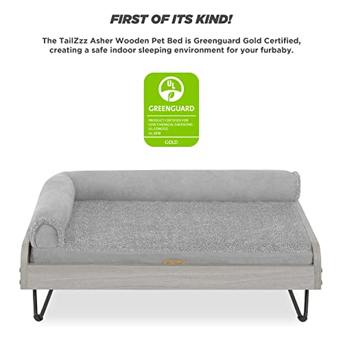 Wooden Elevated Dog Bed with Water Resistant Mattress - Small to Medium