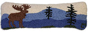 Mountain Moose Hand-Hooked Wool Throw Pillow