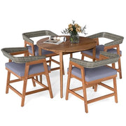 5 Piece Patio Dining Set with Cushioned Chairs